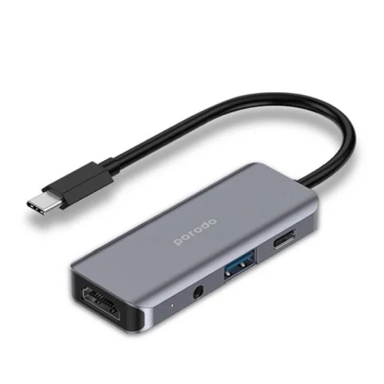 Porodo 4in1 HDMI 4K USB-C Hub - Grey